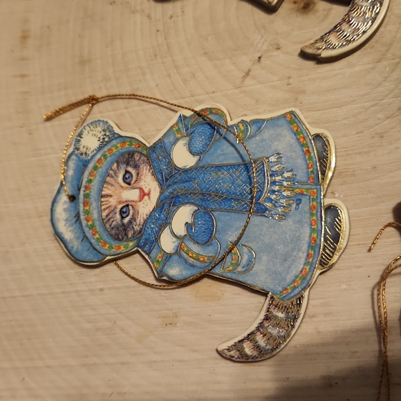 Vintage Kitty Cucumber Set 5 Ornaments 1983 - Picture 3 of 7